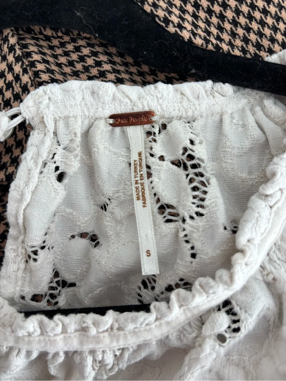 Free People White Floral Lace Long-Sleeve Blouse